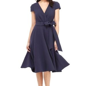 Gal Meets Glam Deep Blue Wrap Midi Dress
